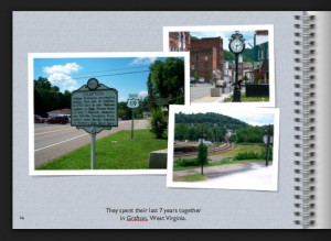 A page from the book showing three pictures of downtown Grafton, West Virginia.