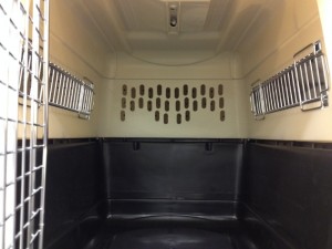 Ventilation - flow thru side to side and front to back. Solid top with handle.