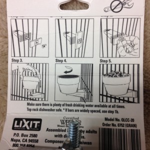 Rigid food & water containers.  (Detail of attach point mechanism.)