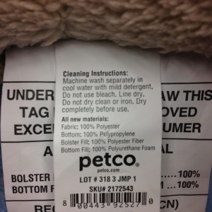 Bedding material composition. (Covers entire bottom of carrier.)