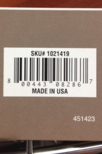 SKU for quick reference when returning to store for purchase.