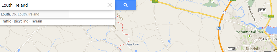 Thanks to Google for this area map which includes County Louth, Ireland.